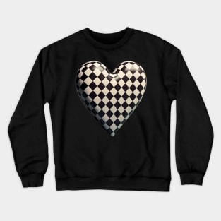 Checkered 3D Heart Crewneck Sweatshirt